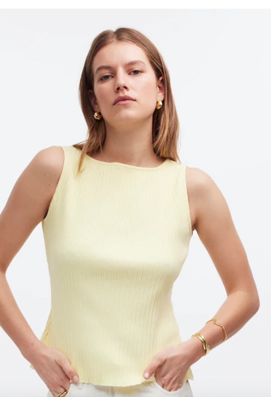 Madewell Berkeley Ribbed Boatneck Tank Size XS Yellow NR232